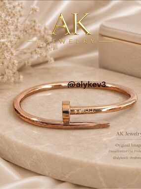 💎LUXURY High End Style Rose Gold Nail Bracelet Stackable Bangle GP